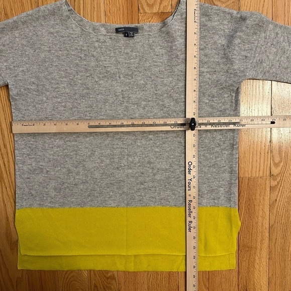 VINCE Colorblock Cashmere Sweater Small Gray Yellow Pullover Long Sleeve Women's - Picture 4 of 6